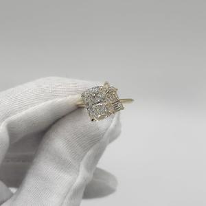 4 Carat Cushion Cut Lab Grown Diamond Engagement Ring Kite Asscher Emerald Accent Band Wholesale 10K 14K 18K <b>Solid</b> Gold Factory - Product Image 4