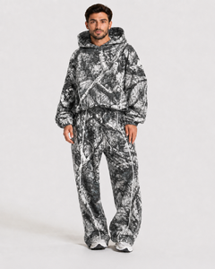 <b>Men's</b> Oversized Camouflage Print Contrast <b>Line</b> <b>Joggers</b> Loose Fit Streetwear Pants Premium Cotton <b>Fleece</b> Breathable <b>Men's</b> Trouser - Product Image 4