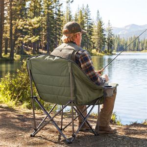 Green Heavy-Duty Folding Camping <b>Chair</b> with PVC Coated 600D Oxford Fabric X-Shaped Metal Frame Non-Slip Foot <b>Pads</b> - Product Image 2