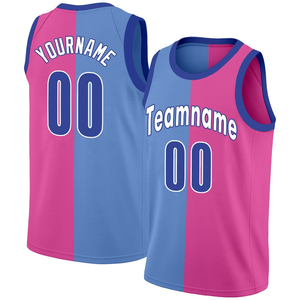 <b>Pink</b> Blue Split Fashion Tops Basketball Jersey Customize Sublimation Polyester Mesh Fabric OEM Service Basketball Jersey - Product Image 5