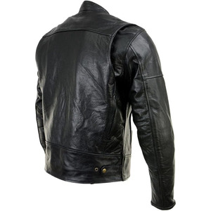 SAMROZ SPORTS Leather Men's <b>Racer</b> Style Collarless Premium Leather Motorcycle Biker Riders <b>Jackets</b> - Product Image 3