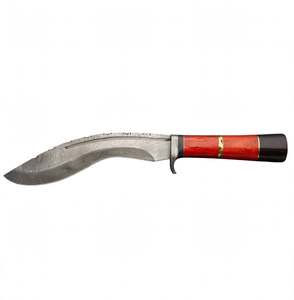 Cuchillo utilitario de acero de Damasco hecho a mano con mango de madera Pakkawood roja, pieza de exhibición OEM para bricolaje - Product Image 3