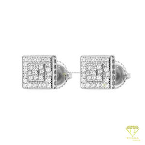 Geometric Moissanite <b>Diamond</b> Stud <b>Earrings</b> In 925 Sterling Silver Modern Luxury Jewelry For Men <b>And</b> Women - Product Image 5