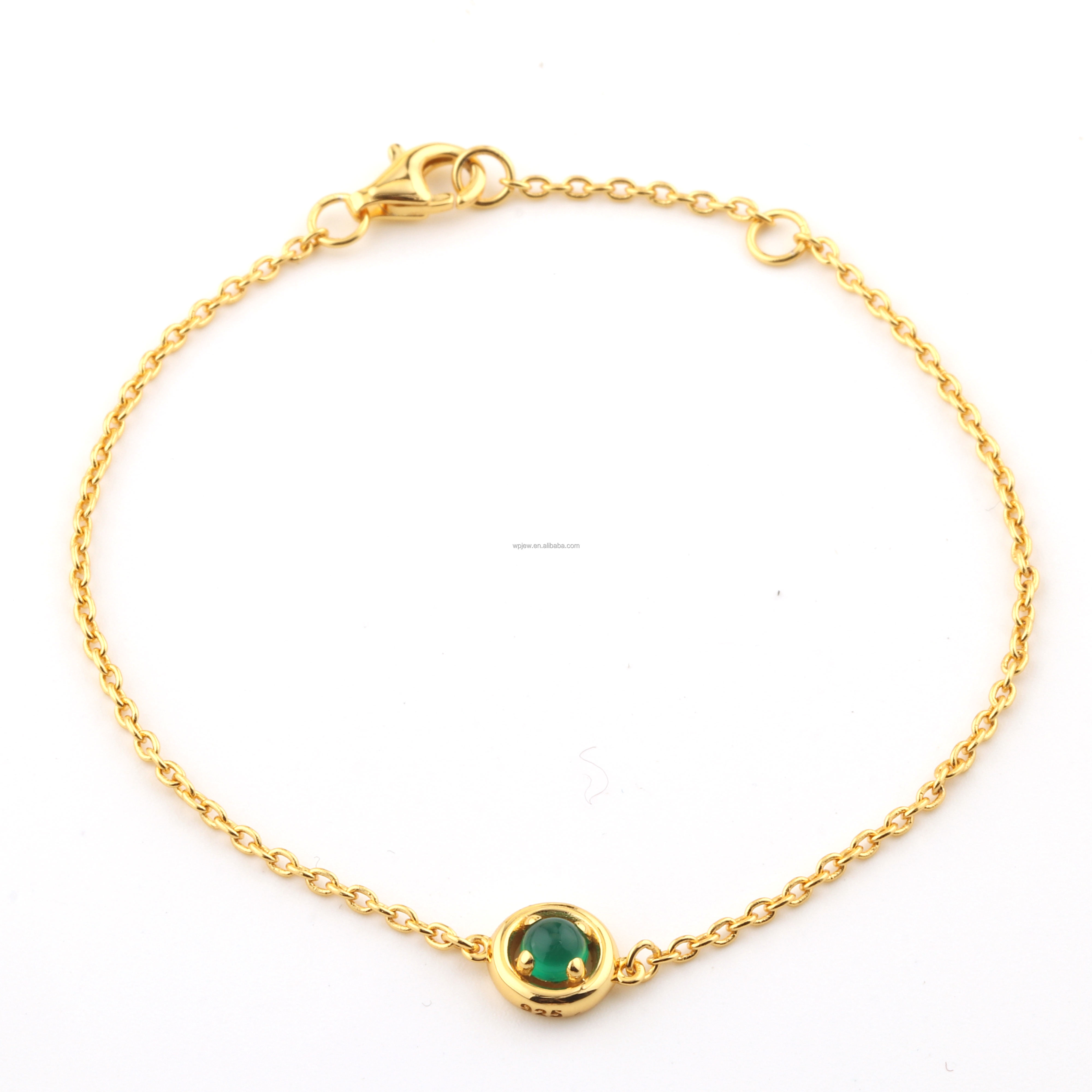 Plaqué Or-Agate Verte