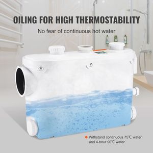 500W Macerator <b>Pump</b> with 29 GPM Flow 26 Ft/8 m Head Wall Hung Toilet 4 Water Inlets for Shower Room <b>Waste</b> Water Disposal - Product Image 6