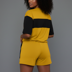 ชุดเสื้อผ้าฤดูร้อนปี 2026 คุณภาพสูงสำหรับผู้หญิง ชุดเซ็ตผ้าสแปนเด็กซ์/โพลีเอสเตอร์ เข้าชุดกันได้ ใส่ได้ทุกวัน ระบายอากาศได้ดี ไซส์พลัส สีสันตัดกัน ชุดสองชิ้น - Product Image 6