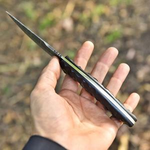 Couteau de chasse et utilitaire à lame fixe en acier Damas fait main, pointe tombante, manche en bois, étui en cuir, style industriel droit - Product Image 3