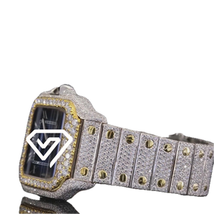 Montre automatique de luxe 41MM avec cadran romain bleu, diamants Moissanite et pavé complet en argent sterling 925 - Product Image 2