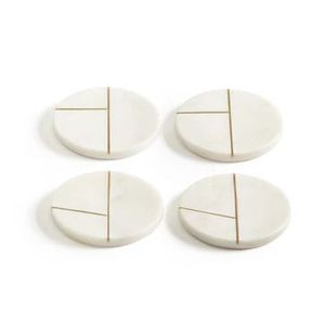 Newly Crafted Design Marble <b>Coaster</b> With Brass Strip Stone <b>Coaster</b> With Brass Mats & Pads At very good competitive Price - Product Image 1
