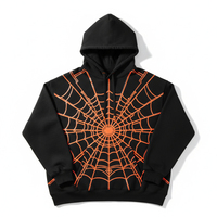 Hoodie Unisex Trendi Musim Dingin Bordir Jaring Laba-laba Cetak Digital Kustom Mewah Gaya Jalanan Regular Fit Puff
