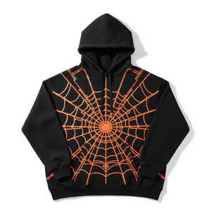 Sudadera con Capucha de Moda Urbana de Lujo con Estampado Digital de Telaraña de Invierno, Ajuste Regular, Diseño Gráfico Urbano de Alta Gama - Product Image 1
