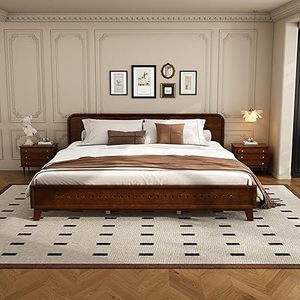 เตียงคิงไซส์ไม้  เฟอร์นิเจอร์คุณภาพพรีเมียม โครงเตียงพร้อมที่วางเท้า ไม้เนื้อแข็งแกะสลักด้วยมือ ห้องนอนหรูหรา ทำด้วยมือ - Product Image 2