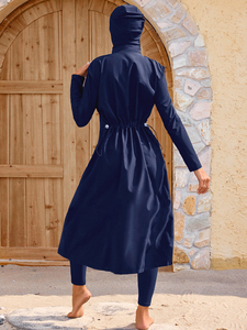 2025 Waterproof Quick Dry Burkini 2 Piece <b>Set</b> Crystal Front <b>Modest</b> Muslim Women Swimwear High Cut Bottom Long Sleeve - Product Image 3