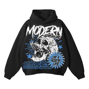 Sweat à capuche noir à épaules tombantes en coton biologique 100% de haute qualité, imprimé avec logo personnalisé - Product Image 2
