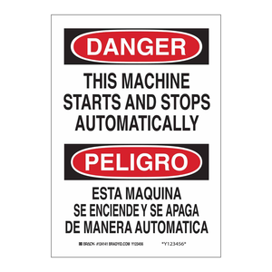 Signalisation de danger bilingue, avertissement automatique de démarrage/arrêt de machine pour les zones industrielles - Product Image 1