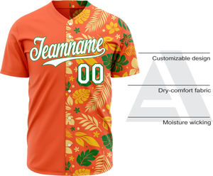Uniformes de Béisbol Premium de Primera Calidad con Camisetas de Malla de Alta Calidad y Jersey con Cuello en V, Botones Frontales y Manga Corta en Naranja - Product Image 3