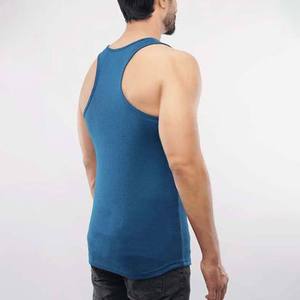 Men's <b>Navy</b> Blue Sleeveless O-Neck Tank <b>Top</b> Casual Knitted Solid Color Fit - Product Image 4
