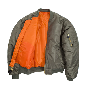 <b>Men's</b> Olive Green Quilted <b>Bomber</b> <b>Jacket</b> Zipper Closure Windproof Casual Nylon <b>Summer</b> Outerwear Regular Fit Solid Color Stand - Product Image 6