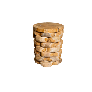 Tabouret en teck ARTERRA de luxe, rustique et moderne, fait main, chef-d'œuvre en bois, texture naturelle, fabrication robuste, pour entrepôt et hôtel - Product Image 1