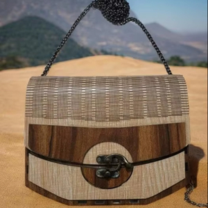 Elegant Natural Wooden Clutch Bag <b>Cheap</b> Price Handmade Women Evening <b>Purse</b> for Party Wedding Festive and Special Events - Product Image 1
