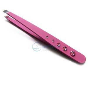 Pinzas de acero inoxidable con punta inclinada de precisión profesional para cejas, pinzas para vello facial - Product Image 2