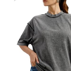 T-shirt Boxy Premium Streetwear Délavé à l'Acide, Coton Oversize, Mode Urbaine Décontractée, Vente en Gros - Product Image 2