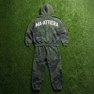 Conjunto de Sudadera con Capucha y Pantalones Deportivos de Camuflaje Verde para Hombre, Corte Holgado, Estilo Urbano, Personalizable OEM ODM, Venta al Por Mayor - Product Image 5