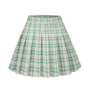 Cotton Custom Women Summer School Uniform <b>Skirt</b> Box Pleated Skater <b>Skirt</b> <b>Elastic</b> <b>Waist</b> Denim Fabric Casual Eco-Friendly OEM - Product Image 1