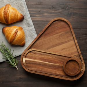 Plateau de service en bois fait main, élégant et imprimé, pour la cuisine, le thé, le café, le petit-déjeuner, les collations, durable et raffiné - Product Image 3