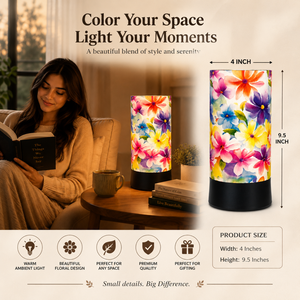 Colorful Floral Table Lamp Decorative LED Bedside <b>Night</b> <b>Light</b> Modern Accent Lamp for Bedroom Living Room Office Home Decor Gift - Product Image 5