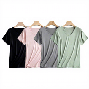 T-shirt tricoté à col rond et manches courtes pour homme en coton/fibre de bambou, coupe ample, sportif, écologique, en tissu Oxford - Product Image 2