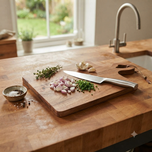 Planche à découper en bois d'acacia avec poignée, planche à découper en bois, plateau de service pour fromage, ustensiles de cuisine, maison, restaurant, vente en gros - Product Image 4