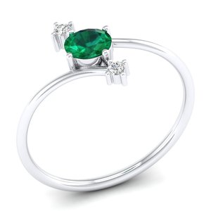 REYES Wholesale Price 14K Solid Gold Moissanite Engagement Ring Handcrafted Oval Cut 0.35Ct Emerald Gemstone Jewelry For Women - Product Image 2