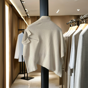 T-shirt d'été à manches courtes en coton peigné 100% de style formel pour hommes pour pull à fermeture éclair à col polo avec pull rayé régulier - Product Image 6