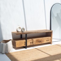Console à 3 tiroirs en bois Vandana Lunaris Arion, meuble d'appoint minimaliste moderne en bois massif