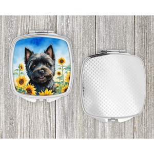 Cairn Terrier Tournesols Miroir de maquillage compact pliable pour femmes Miroir de poche décoratif de voyage Cadeau pour filles - Product Image 4