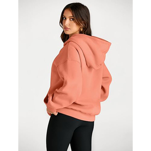 Oversized Hooded Fleece Sweatshirt 100% Cotton Solid Color Regular Sleeve Unisex Casual Winter Wear Letter Pattern <b>Pink</b> - Product Image 5