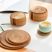 Sous-verre et dessous de plat en rotin tressé vietnamien, style classique, écologique, fait main, Vinacraft