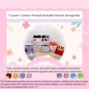 Boîte de rangement inclinée à imprimé dessin animé, empilable, en plastique, avec tiroirs, pour salle de bain, chambre, coiffeuse, bureau - Product Image 1