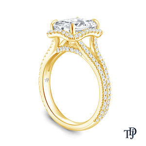 10K Gold <b>Split</b> Shank Halo Accent Lab Grown Diamond Engagement <b>Ring</b> With Center Diamond OEM Wholesale retail - Product Image 4