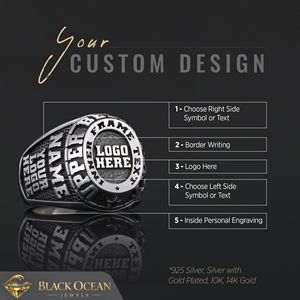 Bague d'École BOJ 019 Personnalisée en Argent et Diamant, Bague de Diplôme Universitaire Unisexe, Cadeau pour Fêtes et Occasions Spéciales, Prix Bas - Product Image 3