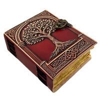 Journal en cuir Arbre de Vie, Grimoire fait main relié en cuir, 400 pages, Livre des Ombres à bords festonnés vintage, Cadeau sorcière