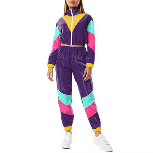 Conjunto Deportivo para Mujer con Bloques de Color, Cierre de Cremallera, Bolsillos Laterales, Corte Regular, Estilo Y2K, Ropa Casual de Primavera - Product Image 1