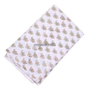 Tela de algodón con estampado de bloques de mano 100%, ligera y hermosa para ropa de verano para mujer, Kimono caftán - Product Image 1