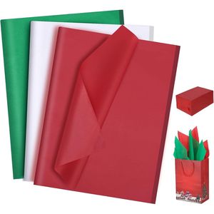 Carta Velina Natalizia 20 x 14 Pollici, Confezione da 160 Fogli in Rosso, Verde e Bianco - Forniture per le Festività - Product Image 1