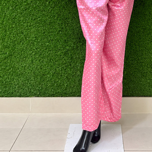 Conjunto de 2 piezas para mujer, talla grande, rosa liso, térmico, de lana peinada, estilo lindo, para primavera, corte holgado, manga tres cuartos, largo completo, con cuello vuelto - Product Image 4