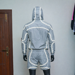 Custom <b>Black</b> Solid Tracksuit Set Reflective Piping <b>Zip</b>-<b>Up</b> <b>Jacket</b> Pants Sportswear Men Women Quick Dry <b>Gym</b> Running Activewear - Product Image 3