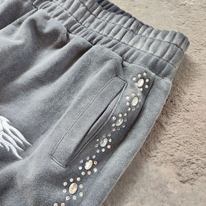 Pantalones Deportivos Grises Ombre para Hombre con Franja Lateral de Pedrería, Cintura Elástica, Joggers Casuales para Otoño - Product Image 5