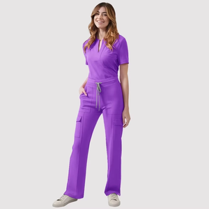 Hospital Nurse <b>Scrub</b> Suit Women V Neck Casual Tops Pants Set Workwear <b>Hand</b> <b>Scrub</b> Suit Nursing <b>Scrubs</b> Sets for Women - Product Image 4