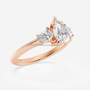 Bague de fiançailles/mariage de luxe en or blanc 14K pour femme IGI/GIA Lab Grown Pear Cut Diamond Vintage Fine Jewelry Gifts Parties - Product Image 6